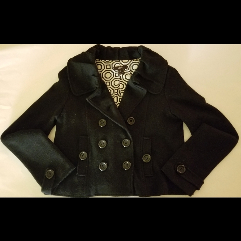 Luii Double-Breasted Cropped Wool Peacoat Blazer Anthropologie SPRING Crop - Picture 8 of 9